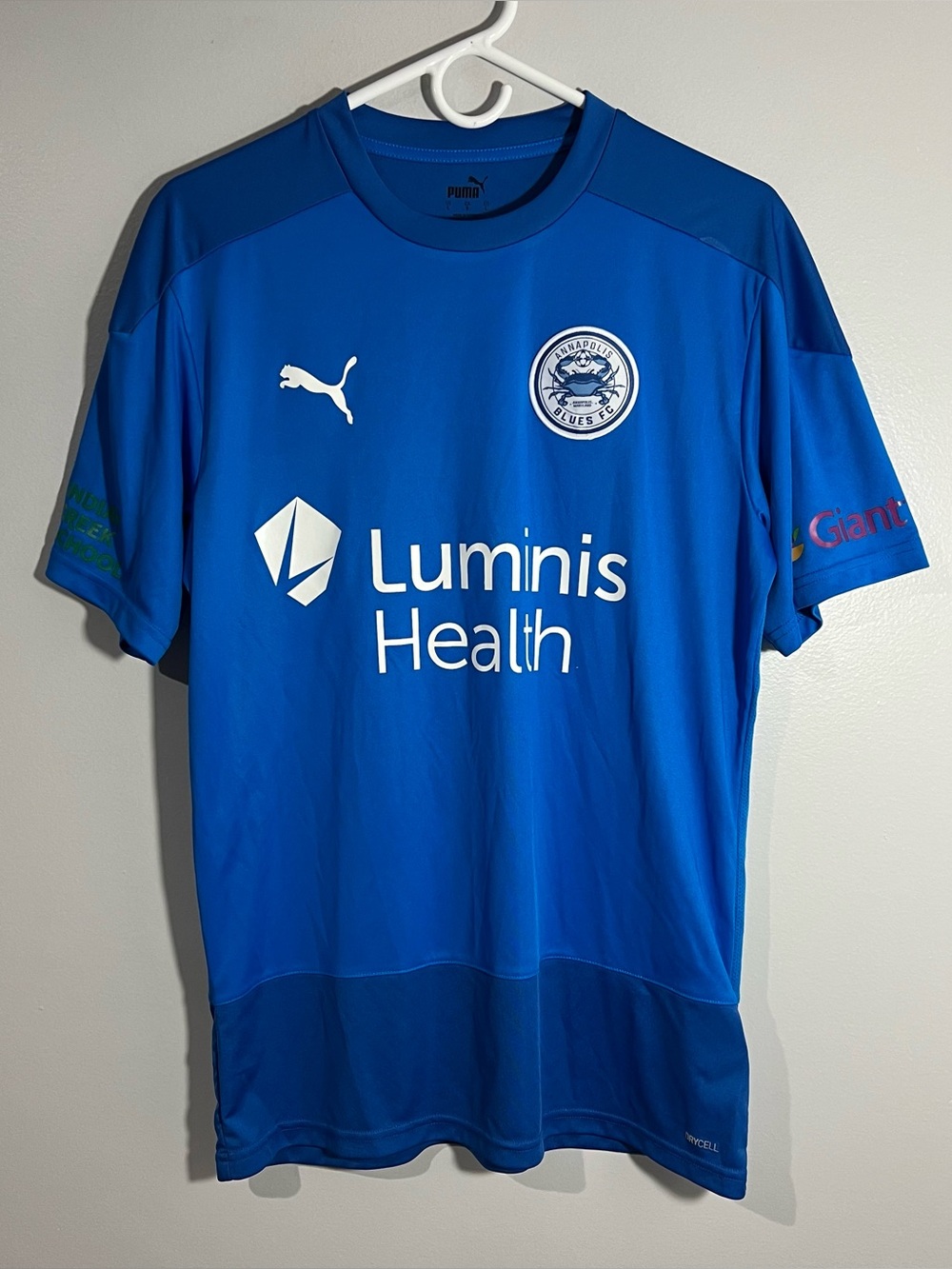 Puma Annapolis Blues FC Luminis Health Blue White Soccer Jersey Mens Large